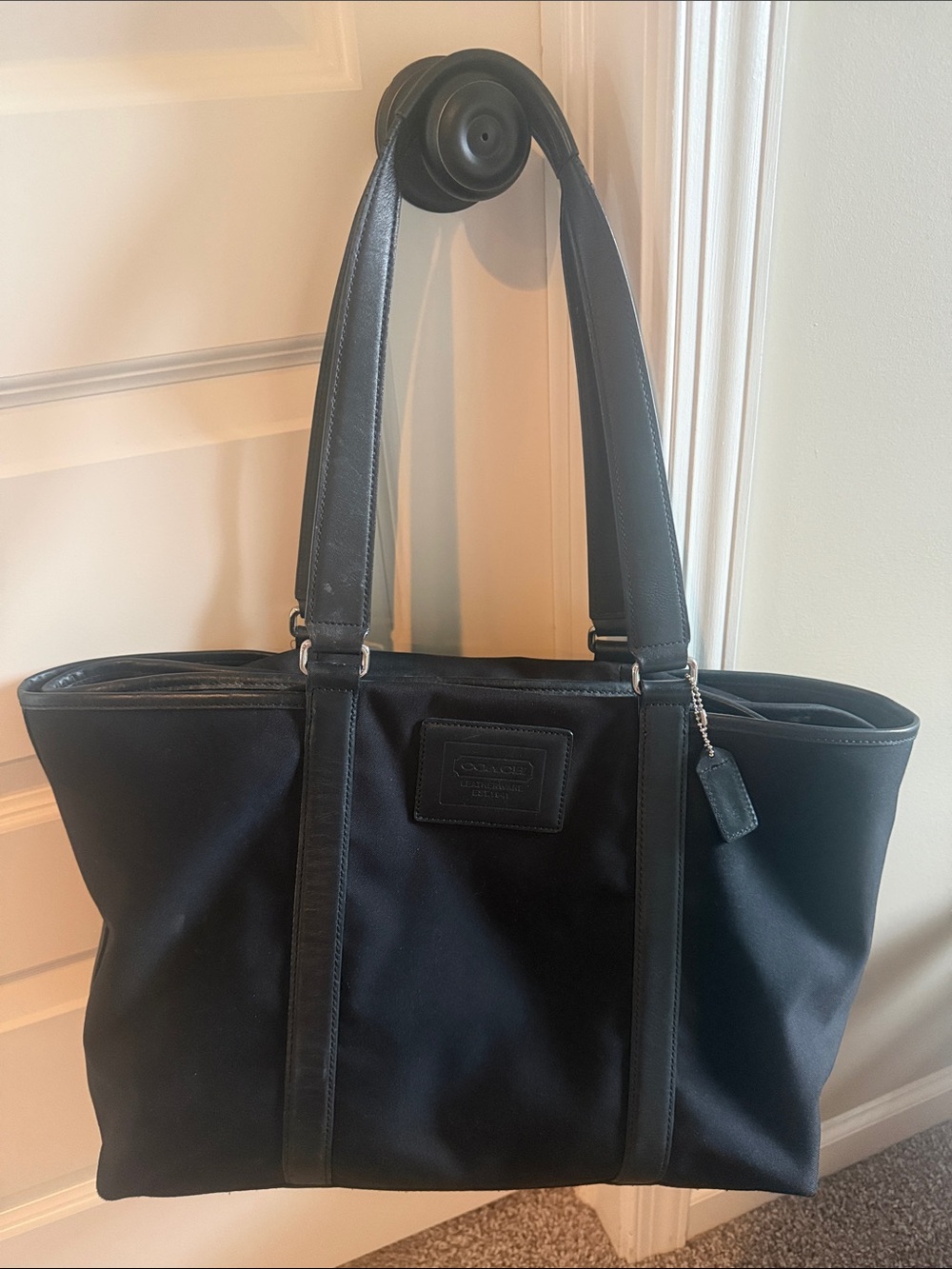 Coach Black Nylon Tote with Leather Handles